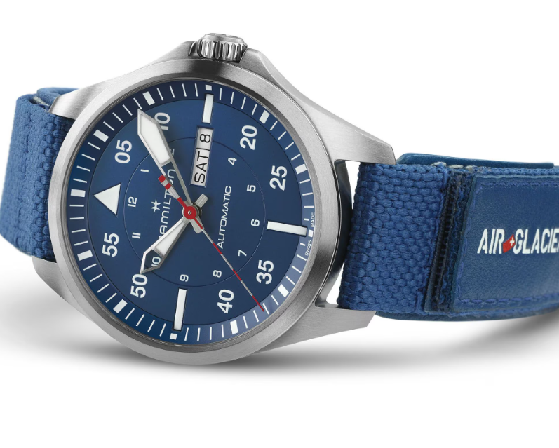 Hamilton Khaki Aviation Pilot Day Date Auto Air Glaciers Edition Titanium Case Blue Dial Round Automatic Men's Watch H64655941