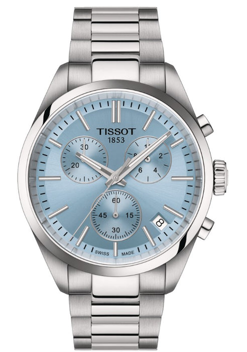 Tissot T-Classic PR 100 Chronograph Quartz  Ice Blue Dial Men's Watch T1504171135100