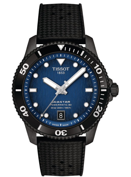 Tissot Seastar 1000 Powermatic 80 T-Sport Graded Blue-Black Dial Black Strap Round Men's Watch T1208073704100