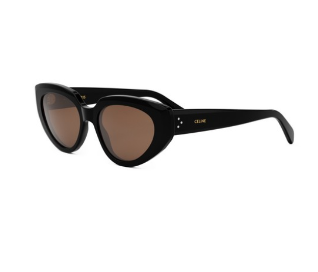 Celine BOLD 3 DOTS CL 40286I 01E Shiny Black/Brown Organic Cat Eye Women's Sunglasses.