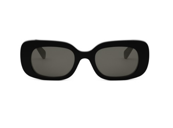 Celine BOLD 3 DOTS CL40287U 01A Shiny Black/Smoke Organic Square Women's Sunglasses.