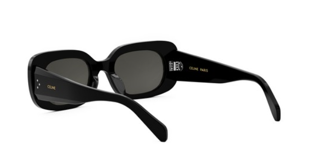 Celine BOLD 3 DOTS CL40287U 01A Shiny Black/Smoke Organic Square Women's Sunglasses.