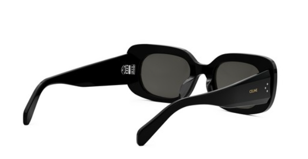 Celine BOLD 3 DOTS CL40287U 01A Shiny Black/Smoke Organic Square Women's Sunglasses.