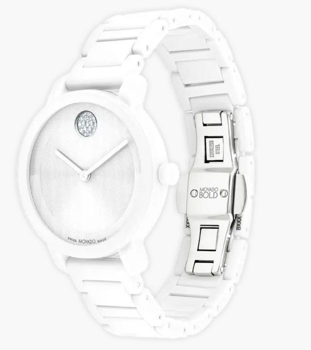 Movado BOLD Evolution 2.0 White Ceramic 34mm Women's Watch 3601233