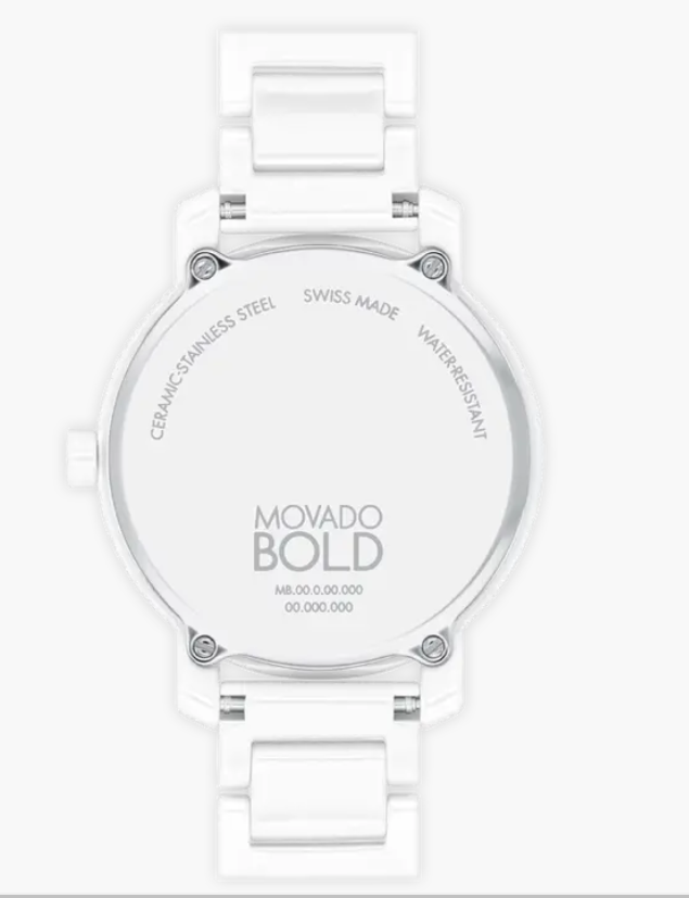 Movado BOLD Evolution 2.0 White Ceramic 34mm Women's Watch 3601233