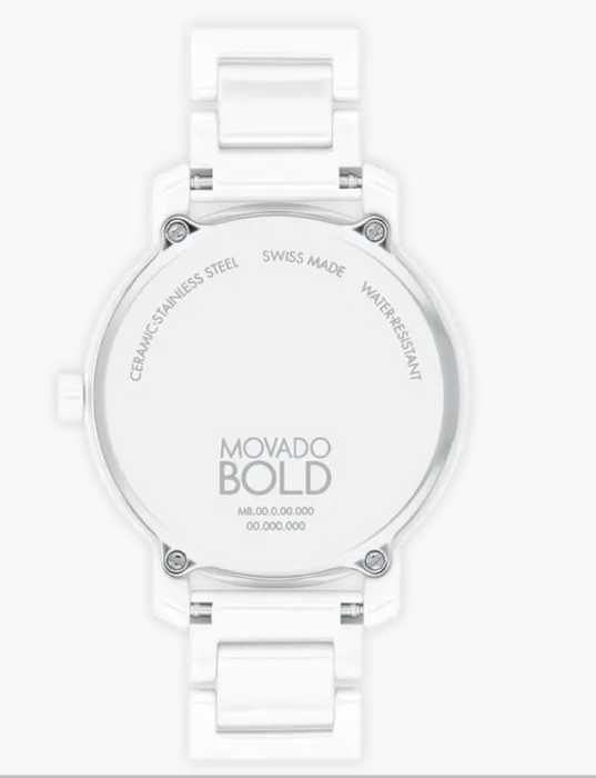 Movado BOLD Evolution 2.0 White Ceramic 34mm Women's Watch 3601233