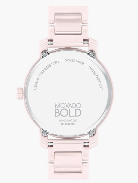 Movado BOLD Evolution 2.0 Pink Ceramic 34 mm Women's Watch 3601234