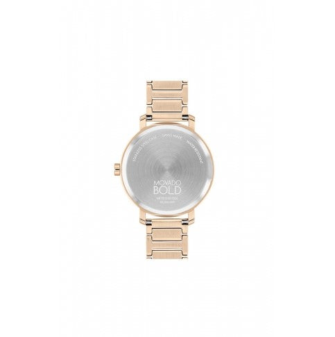 Movado BOLD Evolution 2.0 Carnation Gold Museum with Crystal Set Dot Dial Quartz Stainless Steel Women's Watch 3601107