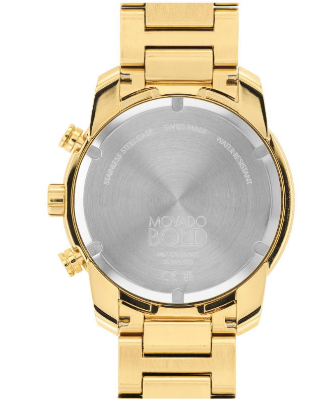 Movado BOLD Verso 44mm Yellow Gold ion-Plated Stainless Steel Men's Watch 3600866