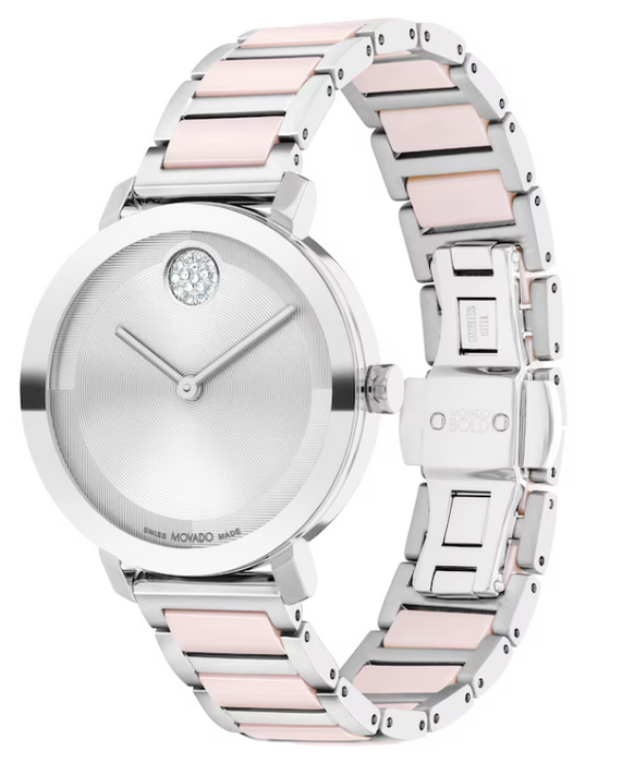 Movado BOLD Evolution 2.0 Pink Ceramic Inserts Women's Watch 3601236