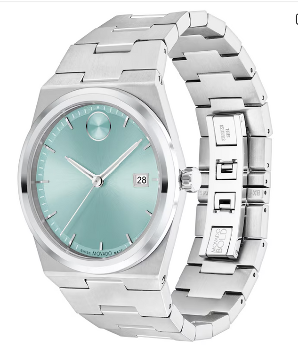 Movado BOLD Quest Seafoam blue Sunray dial 40mm Men's Watch 3601243