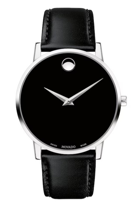 Movado Museum Classic 40 mm Black dial with Black calfskin strap Men's Watch 0607269