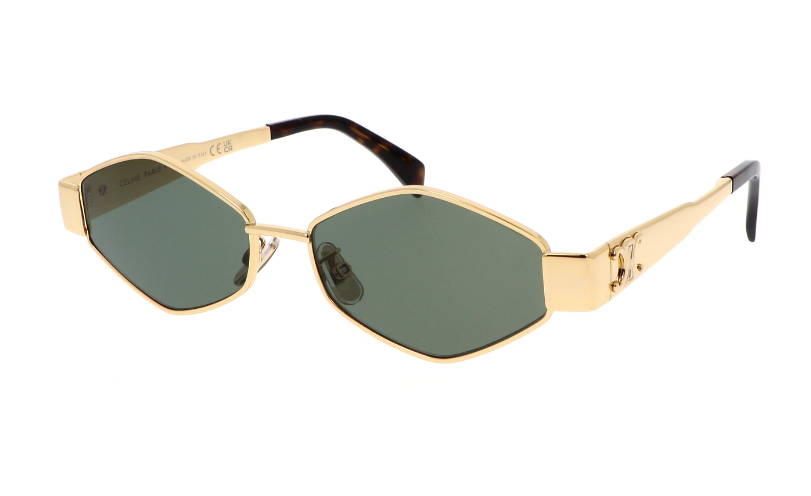 Celine Triomphe CL40254U 30N Gold/Green Rectangle Women's Sunglasses