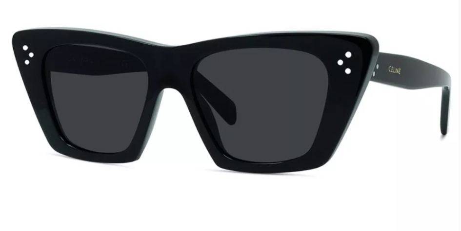 Celine 3 Dots CL40187I 01A Shiny Black/Smoke Cat-Eye Women's Sunglasses