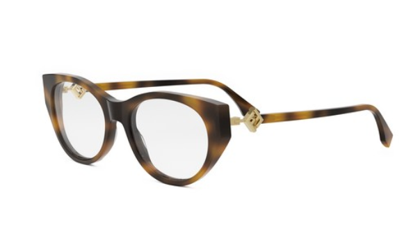 FENDI FF DIAMONDS FE50099I 053 Shiny Havana Oval Women's Eyeglasses.