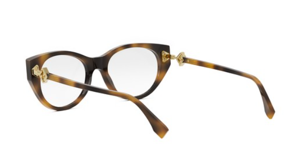 FENDI FF DIAMONDS FE50099I 053 Shiny Havana Oval Women's Eyeglasses.