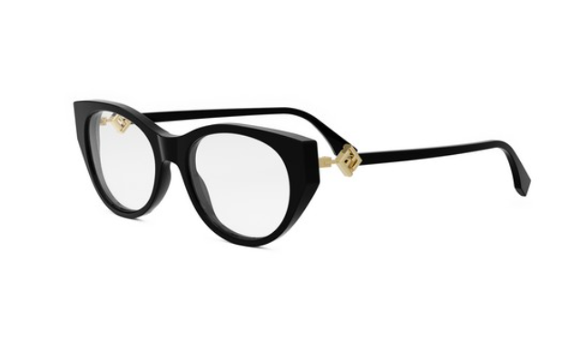 FENDI FF DIAMONDS FE50099I 001 Shiny Black Oval Women's Eyeglasses.