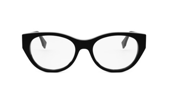 FENDI FF DIAMONDS FE50099I 001 Shiny Black Oval Women's Eyeglasses.