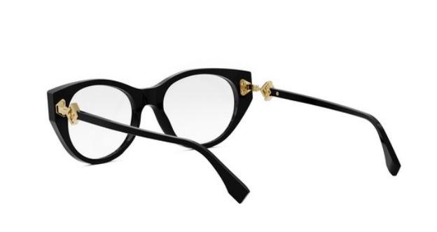 FENDI FF DIAMONDS FE50099I 001 Shiny Black Oval Women's Eyeglasses.