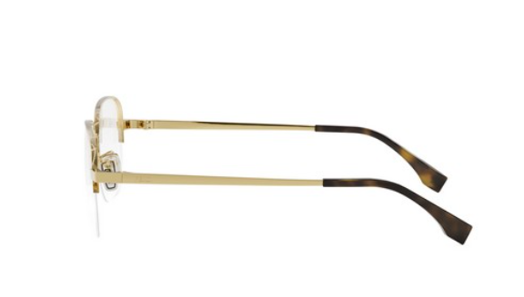 FENDI FF FE50106F 030  Shiny Endura Gold Square Semi Rim Metal Women's Eyeglasses.