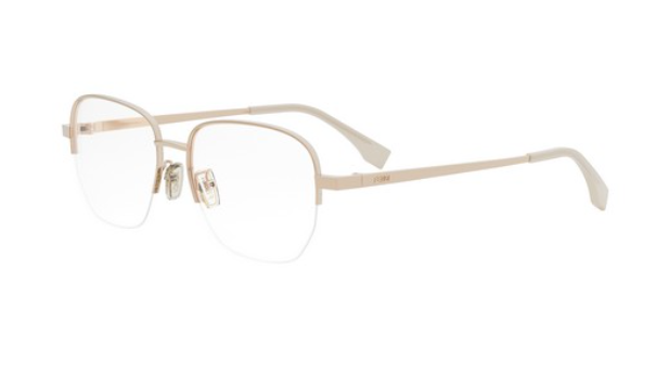 FENDI FF FE50106F 028 Shiny Rose Gold Square Semi Rim Metal Women's Eyeglasses.