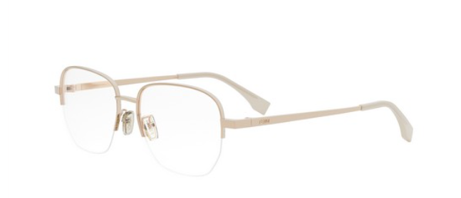 FENDI FF FE50106F 028 Shiny Rose Gold Square Semi Rim Metal Women's Eyeglasses.