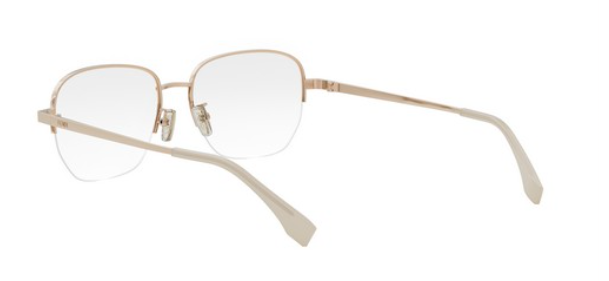 FENDI FF FE50106F 028 Shiny Rose Gold Square Semi Rim Metal Women's Eyeglasses.