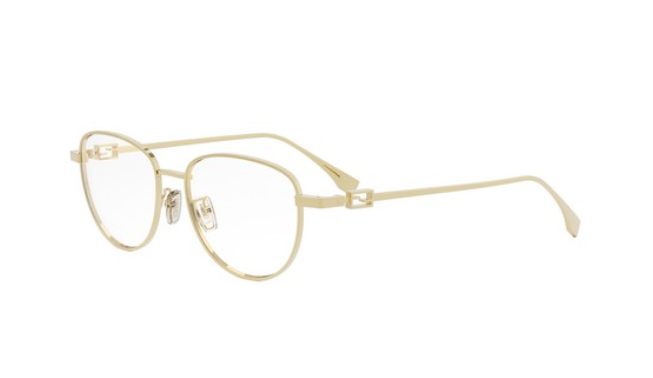 FENDI BAGUETTE FE50109F 030 Shiny Endura Gold Square Metal Women's Eyeglasses.