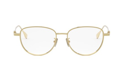 FENDI BAGUETTE FE50109F 030 Shiny Endura Gold Square Metal Women's Eyeglasses.