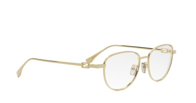 FENDI BAGUETTE FE50109F 030 Shiny Endura Gold Square Metal Women's Eyeglasses.