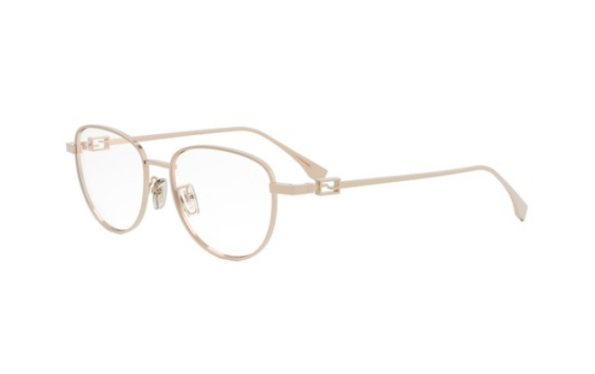 FENDI BAGUETTE FE50109F 028 Shiny Rose Gold Square Metal Women's Eyeglasses.