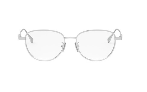 FENDI BAGUETTE FE50109F 016 Shiny Palladium Square Metal Women's Eyeglasses.