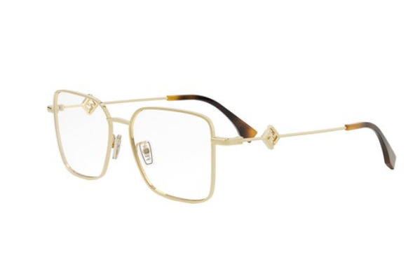 FENDI FF DIAMONDS FE50110F 030 Shiny Endura Gold Square Metal Women's Eyeglasses.