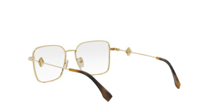 FENDI FF DIAMONDS FE50110F 030 Shiny Endura Gold Square Metal Women's Eyeglasses.