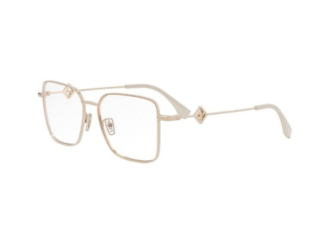 FENDI FF DIAMONDS FE50110F 028 Shiny Rose Gold Square Metal Women's Eyeglasses.