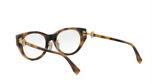 FENDI FF DIAMONDS FE50099F 053 Shiny Havana Oval Women's Eyeglasses.