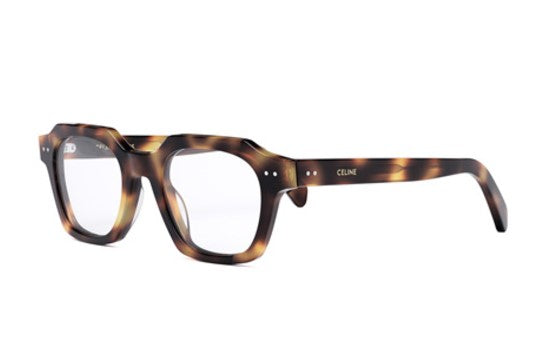 Celine THIN CL50128I 053 Shiny Havana Geometric Men's Eyeglasses