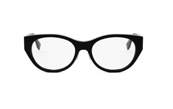 FENDI FF DIAMONDS FE50099F 001 Shiny Black Oval Women's Eyeglasses.