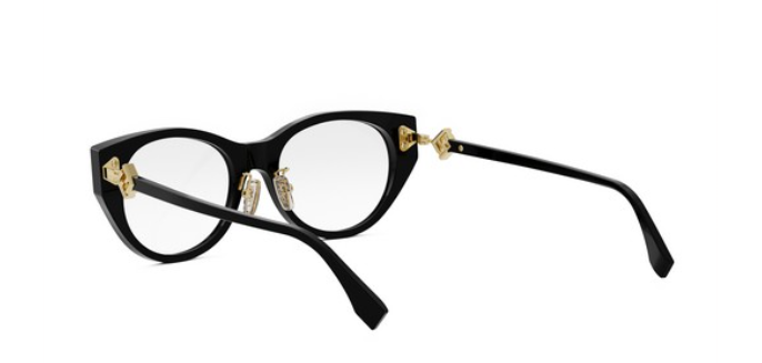 FENDI FF DIAMONDS FE50099F 001 Shiny Black Oval Women's Eyeglasses.