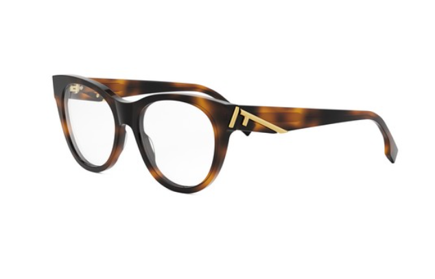 FENDI FENDI FIRST FE50101I 053 Shiny Havana Round Women's Eyeglasses.