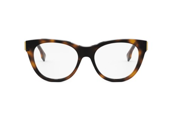 FENDI FENDI FIRST FE50101I 053 Shiny Havana Round Women's Eyeglasses.