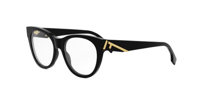 FENDI FIRST FE50101I 001 Shiny Black Round Women's Eyeglasses.