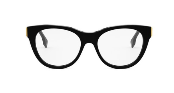 FENDI FIRST FE50101I 001 Shiny Black Round Women's Eyeglasses.