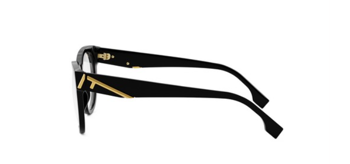 FENDI FIRST FE50101I 001 Shiny Black Round Women's Eyeglasses.