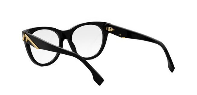 FENDI FIRST FE50101I 001 Shiny Black Round Women's Eyeglasses.