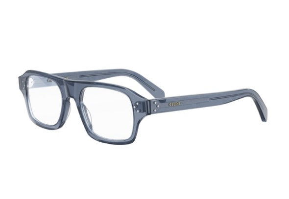 Celine 3 DOTS HD CL50137I 090 Shiny Blue Geometric Men's Eyeglasses