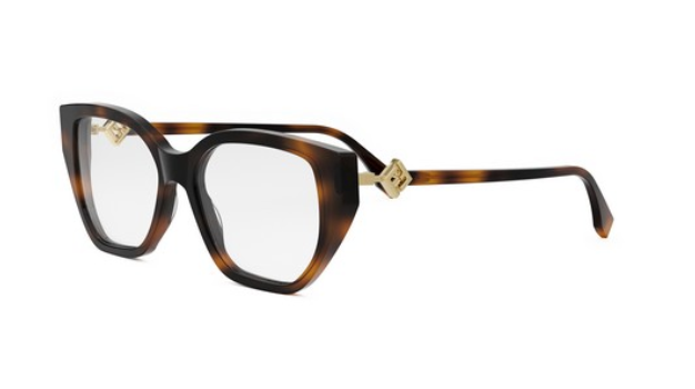 FENDI FF DIAMONDS FE50100I 053 Shiny Havana Oval Women's Eyeglasses.