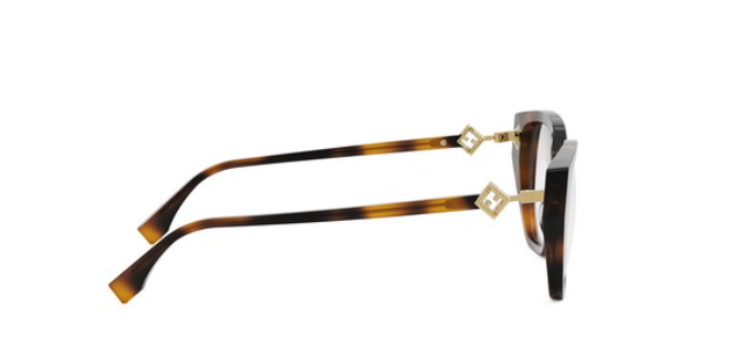 FENDI FF DIAMONDS FE50100I 053 Shiny Havana Oval Women's Eyeglasses.