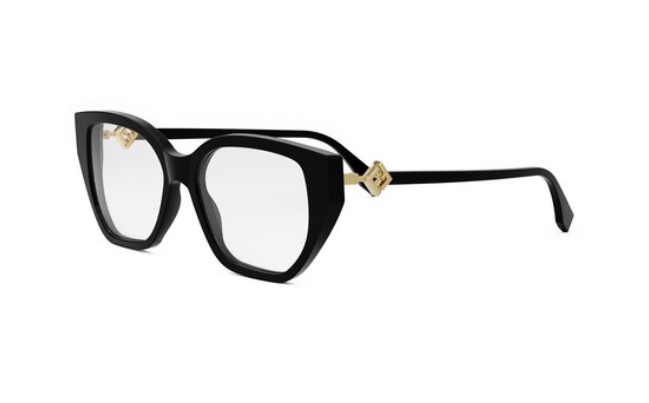 FENDI FF DIAMONDS FE50100I 001 Shiny Black Oval Women's Eyeglasses.