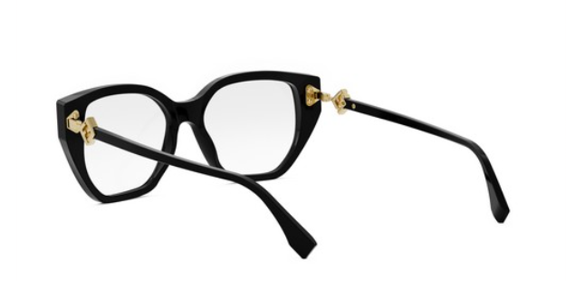 FENDI FF DIAMONDS FE50100I 001 Shiny Black Oval Women's Eyeglasses.